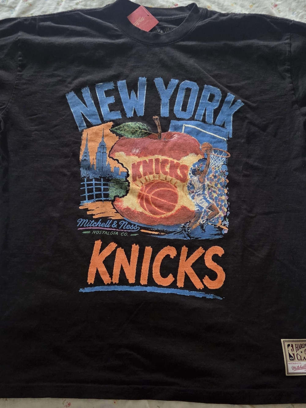 New York Knicks Mitchell & Ness Graphic Tee - Black, Blue & Orange
